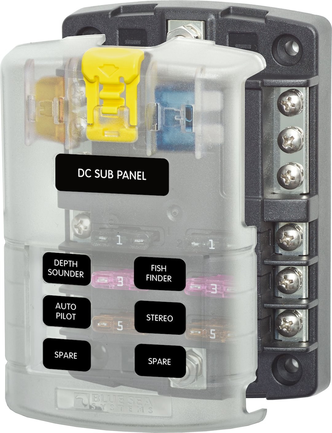 Blue Sea Systems Fuse Block, 32 Volts DC, 100 Amps Per Block/ 30 Amps Per Circuit, Uses Ato/ Atc Blade Style Fuse – 5025-BSS