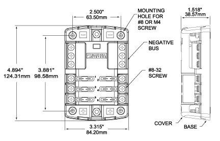 Blue Sea Systems Fuse Block, 32 Volts DC, 100 Amps Per Block/ 30 Amps Per Circuit, Uses Ato/ Atc Blade Style Fuse – 5025-BSS