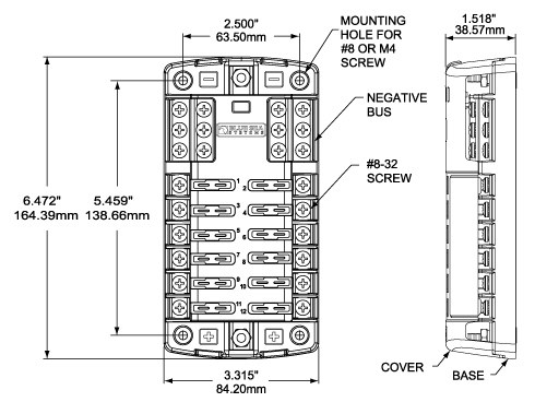 Blue Sea Systems Fuse Block, 32 Volt DC, 100 Amp Per Block/ 30 Amp Per Circuit, Uses Ato/ Atc Blade Style Fuse – 5026-BSS