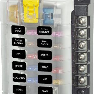 Blue Sea Systems Fuse Block, 32 Volts DC, 100 Amps Per Block/ 30 Amps Per Circuit, Uses Ato/ Atc Blade Style Fuse – 5029-BSS