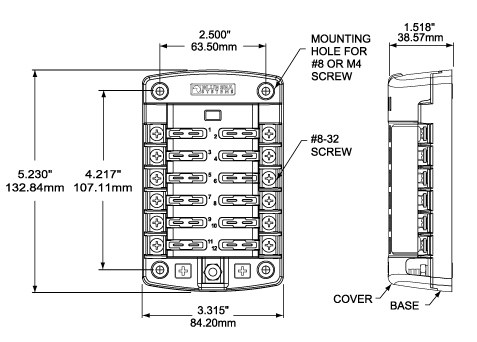 Blue Sea Systems Fuse Block, 32 Volts DC, 100 Amps Per Block/ 30 Amps Per Circuit, Uses Ato/ Atc Blade Style Fuse – 5029-BSS