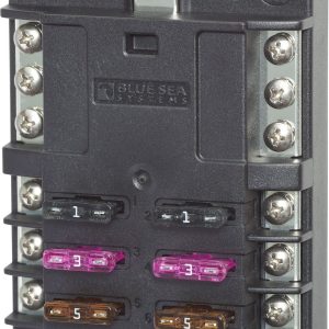 Blue Sea Systems Fuse Block, 32 Volts DC, 100 Amps Per Block/ 30 Amps Per Circuit, Uses Ato/ Atc Blade Style Fuse – 5030-BSS