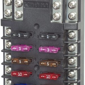 Blue Sea Systems Fuse Block, St Blade, 32 Volt DC, 100 Ampere Per Block/ 30 Ampere Per Circuit, Uses Ato®/ Atc® Blade Style Fuse – 5031-BSS
