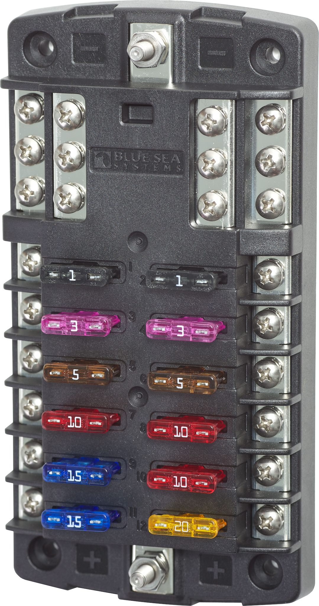 Blue Sea Systems Fuse Block, St Blade, 32 Volt DC, 100 Ampere Per Block/ 30 Ampere Per Circuit, Uses Ato®/ Atc® Blade Style Fuse – 5031-BSS