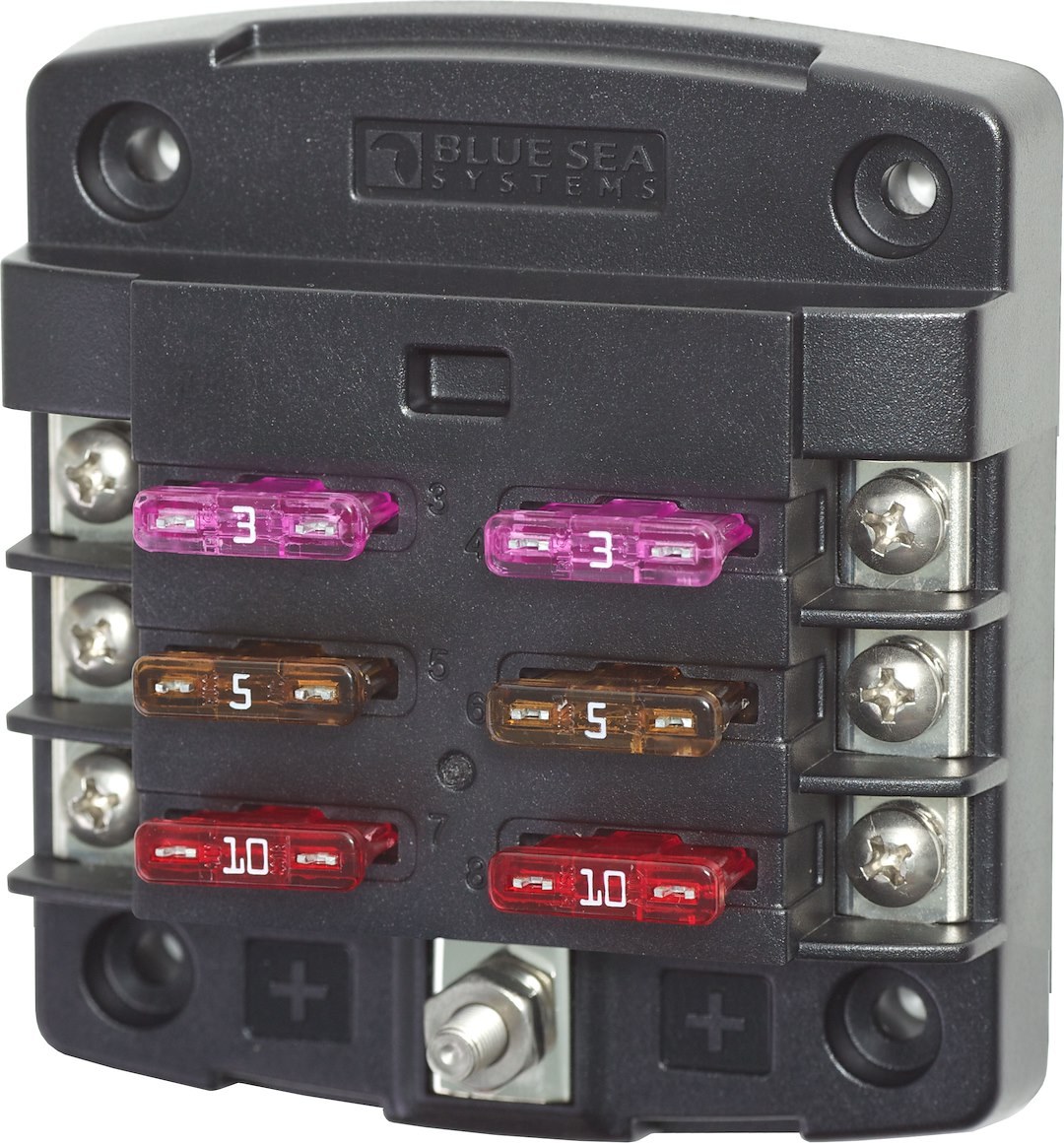 Blue Sea Systems Fuse Block, 32 Volts DC, 100 Amps Per Block/ 30 Amps Per Circuit, Uses Ato/ Atc Blade Style Fuse, With 6 Circuits – 5033-BSS