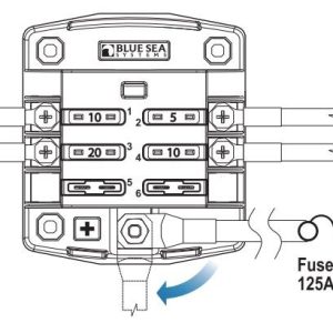 Blue Sea Systems Fuse Block, 32 Volts DC, 100 Amps Per Block/ 30 Amps Per Circuit, Uses Ato/ Atc Blade Style Fuse, With 6 Circuits – 5033-BSS