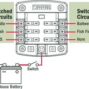Blue Sea Systems Fuse Block, 32 Volts DC, 100 Amps Per Block/ 30 Amps Per Circuit, Uses Ato/ Atc Blade Style Fuse, With 6 Circuits – 5033-BSS