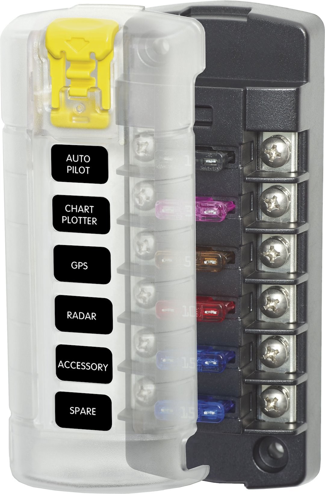 Blue Sea Systems Fuse Block, 32 Volt DC, 30 Amp Per Circuit/ 40 Amp Per Jumped Circuit Group, Uses Ato/ Atc Blade Style Fuse – 5035-BSS