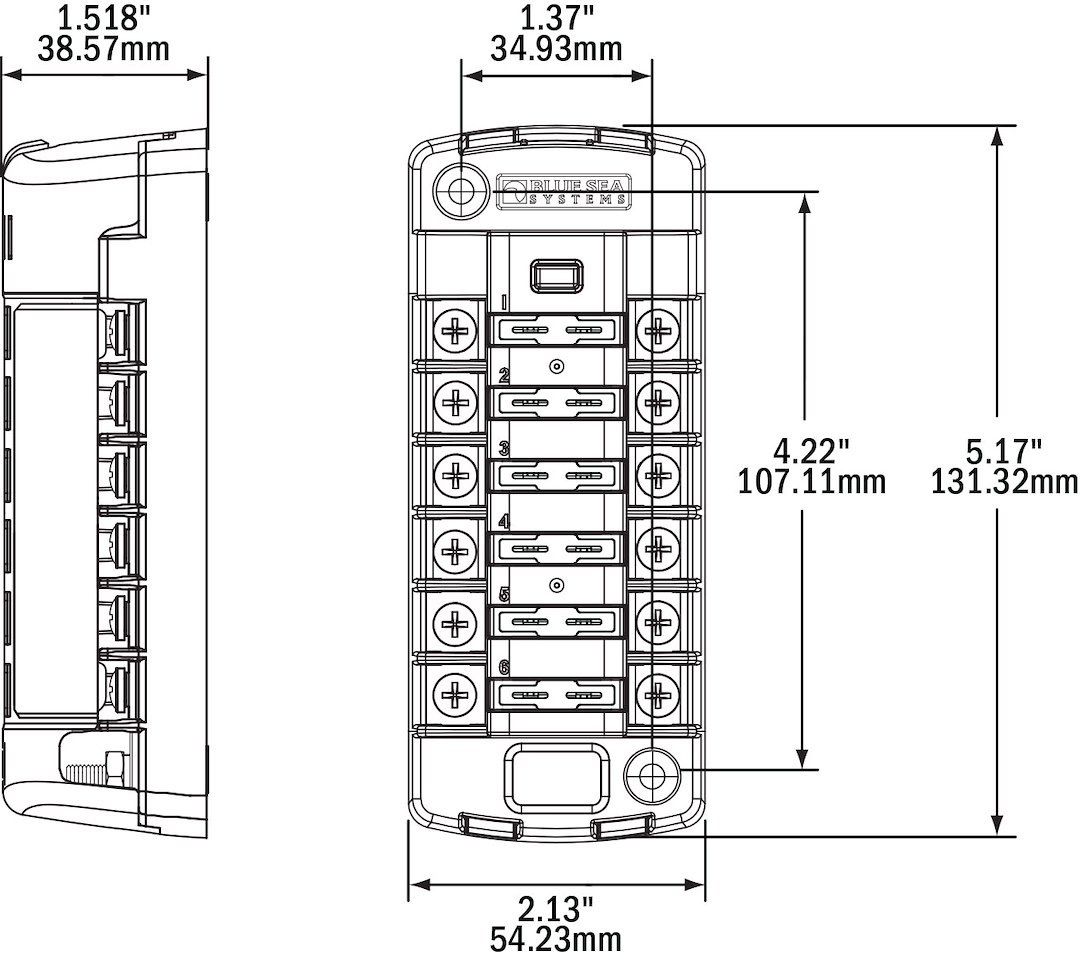 Blue Sea Systems Fuse Block, 32 Volt DC, 30 Amp Per Circuit/ 40 Amp Per Jumped Circuit Group, Uses Ato/ Atc Blade Style Fuse – 5035-BSS