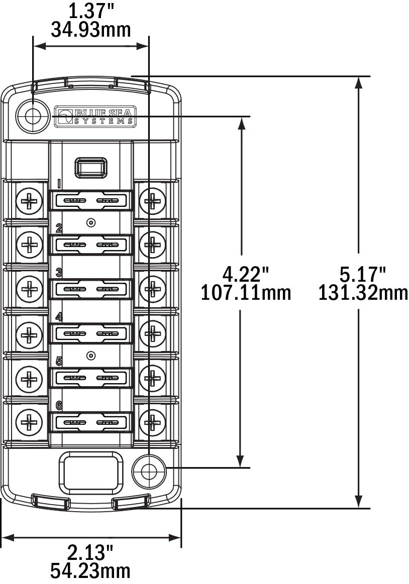 Blue Sea Systems Fuse Block, 32 Volts DC, 30 Amps Per Circuit/ 40 Amps Per Jumped Circuit Group, Uses Ato/ Atc Blade Style Fuse – 5037-BSS