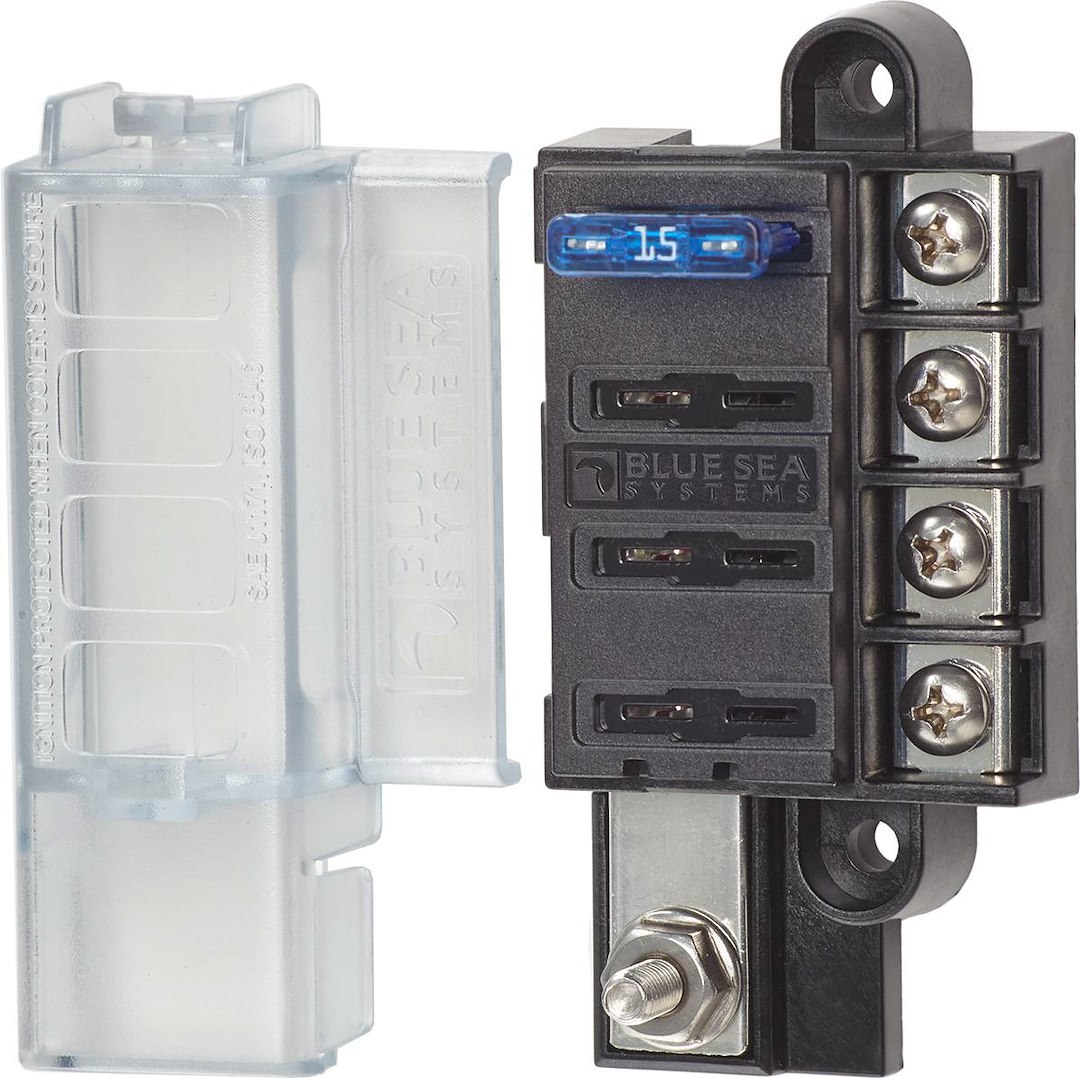 Blue Sea Systems Fuse Block, 32 Volt DC, 100 Amp Per Block/ 30 Amp Per Circuit, Uses Ato/ Atc Blade Style Fuse – 5045-BSS