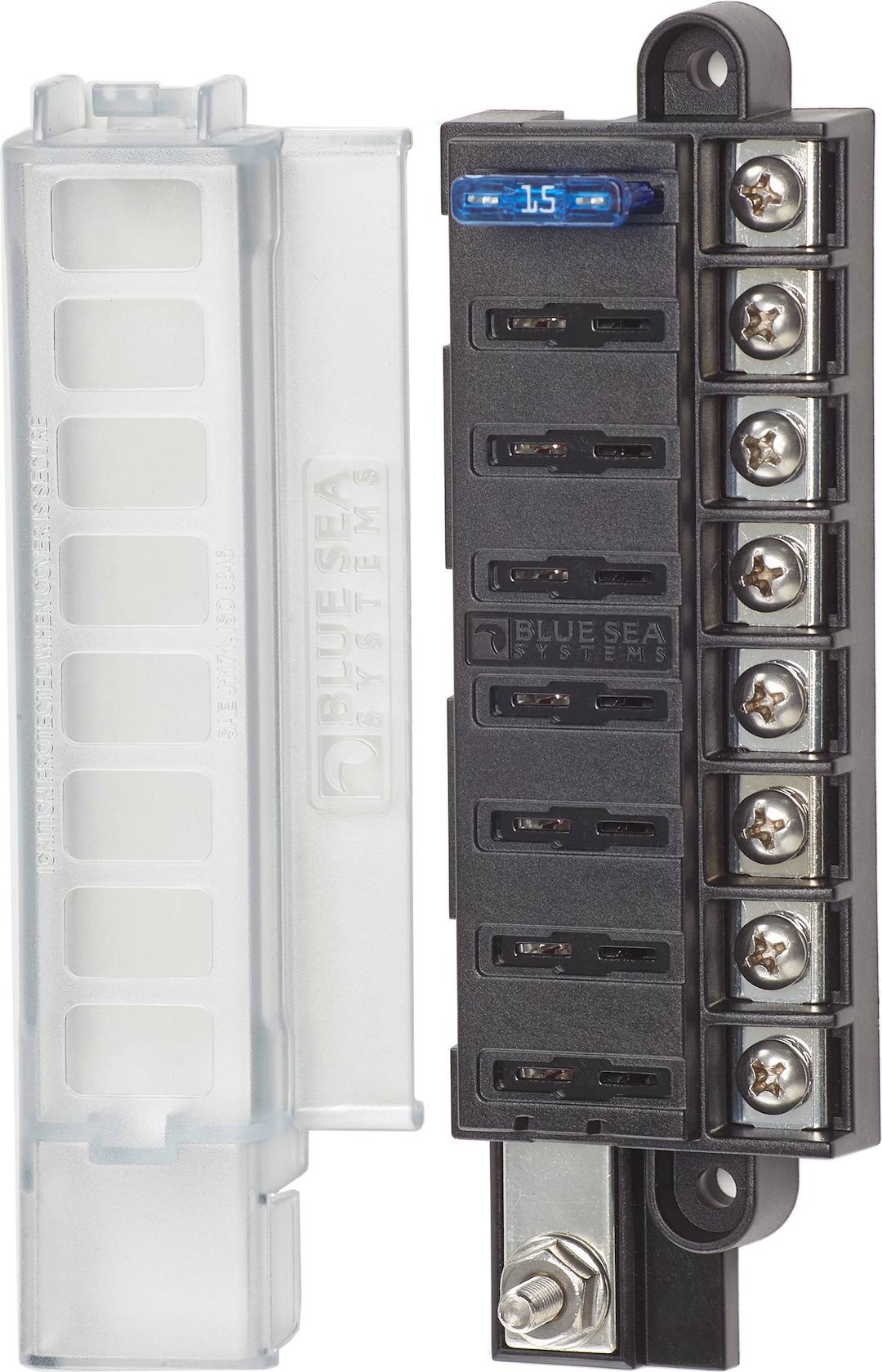 Blue Sea Systems Fuse Block, 32 Volt DC, 100 Amp Per Block/ 30 Amp Per Circuit, Uses Ato/ Atc Blade Style Fuse – 5046-BSS