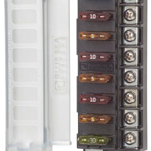 Blue Sea Systems Fuse Block, 32 Volt DC, 100 Amp Per Block/ 30 Amp Per Circuit, Uses Ato/ Atc Blade Style Fuse – 5046-BSS