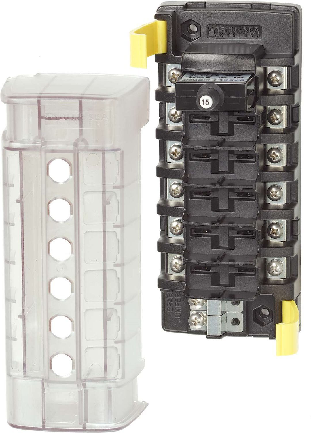 Blue Sea Systems Circuit Breaker Block, 6 Position Independent Source Without Ground Base – 5050-BSS