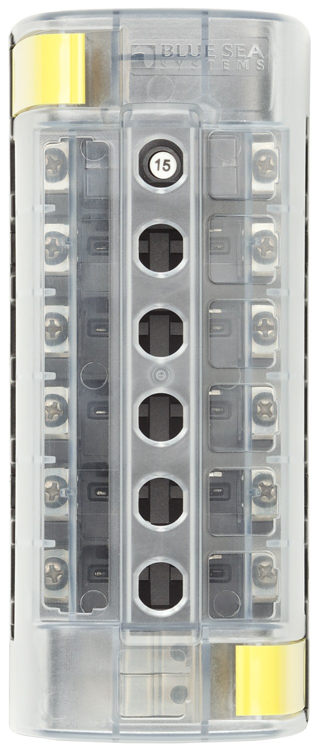Blue Sea Systems Circuit Breaker Block, 6 Position Independent Source Without Ground Base – 5050-BSS
