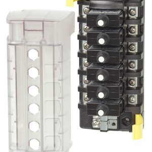 Blue Sea Systems Circuit Breaker Block, 6 Position Independent Source Without Ground Base – 5050-BSS