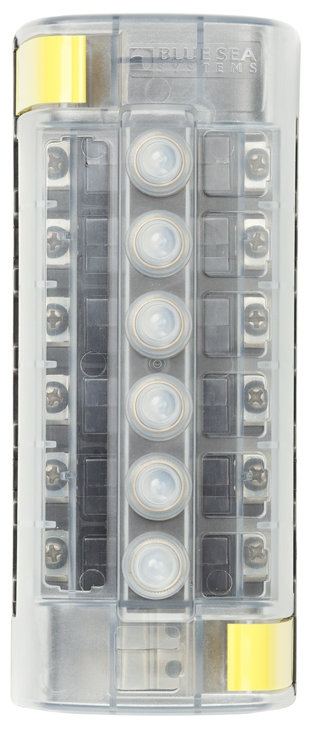 Blue Sea Systems Circuit Breaker Block, 6 Position Independent Source Without Ground Base – 5050-BSS
