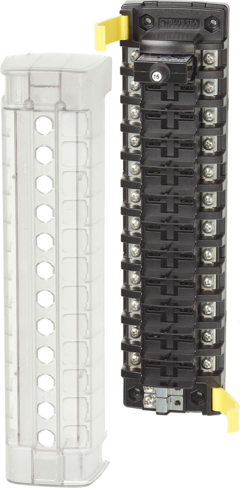 Blue Sea Systems Circuit Breaker Block, 12 Position Independent Source Without Ground Base – 5051-BSS