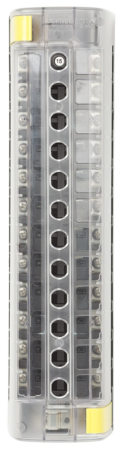 Blue Sea Systems Circuit Breaker Block, 12 Position Independent Source Without Ground Base – 5051-BSS