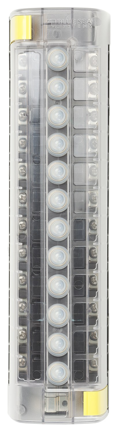 Blue Sea Systems Circuit Breaker Block, 12 Position Independent Source Without Ground Base – 5051-BSS