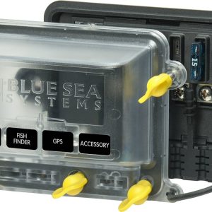 Blue Sea Systems Fuse Block, 32 Volt DC, 80 Amp Per Block/ 25 Amp Per Circuit, Uses Ato/ Atc Blade Style Fuse, With Protective Cover – 5056100-BSS