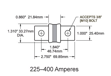 Blue Sea Systems Fuse, Bolt-On Fuse, A3T/CLASS T, 350 Amps/ 160 Volts DC, Single – 5120-BSS