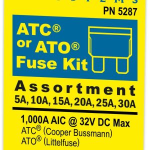 Blue Sea Systems Fuse Assortment, 6-Piece, Atc/ Ato Fuse, 32 Volts DC – 5287-BSS