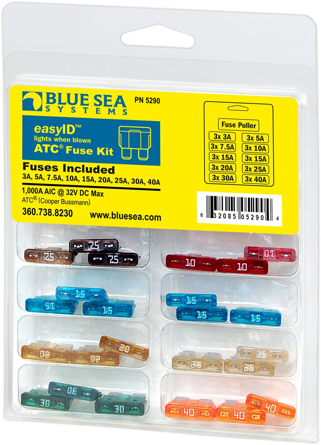 Blue Sea Systems Fuse Assortment, 27-Piece, Blade Fuse, Easyid Fuse – 5290-BSS
