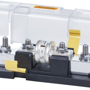 Blue Sea Systems Fuse Block, 160 Volt DC/ 225 to 400 Ampere, Uses Class T Bolt-On Fuse, With Protective Cover – 5502100-BSS