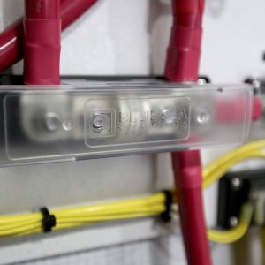Blue Sea Systems Fuse Block, 160 Volts DC, 400 Amps, Uses Class T Fuse, With Protective Cover and 8 Write-On Circuit Labels – 5502-BSS
