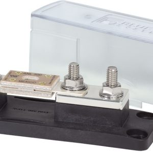 Blue Sea Systems Fuse Block, 32 Volts DC, 750 Amps, Uses Anl Fuse, With Protective Cover and 8 Write-On Circuit Labels, Swing Out Design – 5503-BSS