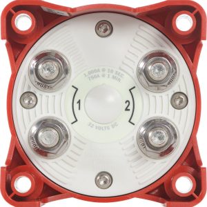 Blue Sea Systems Battery Selector Switch, E-Series, Use to Simultaneously Switch Two Isolated Battery Banks, 2 Position, 2 Batteries – 5510E-BSS
