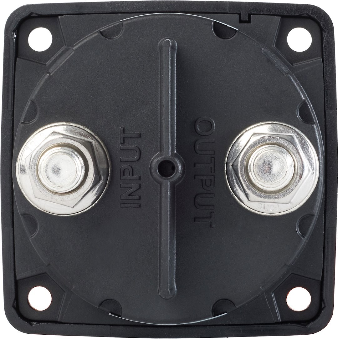 Blue Sea Systems Battery Disconnect Switch, M Series, 48 Volts DC, Single Circuit On-Off, 300 Amps, Black, With Key, Tinned Copper Stud – 6005200-BSS