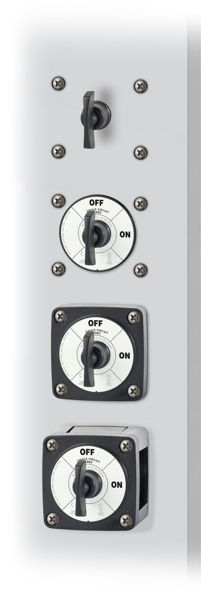 Blue Sea Systems Battery Disconnect Switch, M Series, 48 Volts DC, Single Circuit On-Off, 300 Amps, Black, With Key, Tinned Copper Stud – 6005200-BSS
