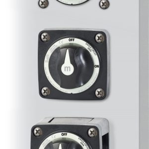 Blue Sea Systems Battery Disconnect Switch, M Series, 48 Volts DC, Single Circuit On-Off, 300 Amps, Black, With Key, Tinned Copper Stud – 6006200-BSS
