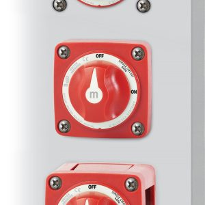 Blue Sea Systems Battery Disconnect Switch, 48 Volts DC, Single Circuit On-Off, 300 Amps, Red – 6006-BSS