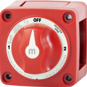 Blue Sea Systems Battery Selector Switch, M Series, Use to Switch Single Battery to Single Load Group, 3 Position, 2 Batteries, 32 Volt DC – 6008-BSS