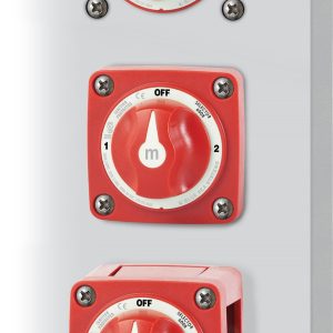 Blue Sea Systems Battery Selector Switch, M Series, Use to Switch Single Battery to Single Load Group, 3 Position, 2 Batteries, 32 Volt DC – 6008-BSS
