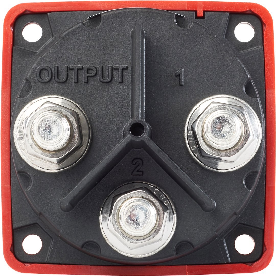 Blue Sea Systems Battery Selector Switch, M Series, Use to Switch Single Battery to Single Load Group, 3 Position, 2 Batteries, 32 Volt DC – 6008-BSS