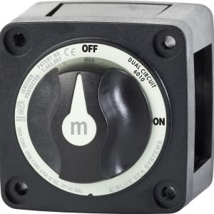 Blue Sea Systems Battery Selector Switch, M Series, Use to Simultaneously Switch Two Isolated Battery Banks, 2 Position, 2 Batteries – 6010200-BSS