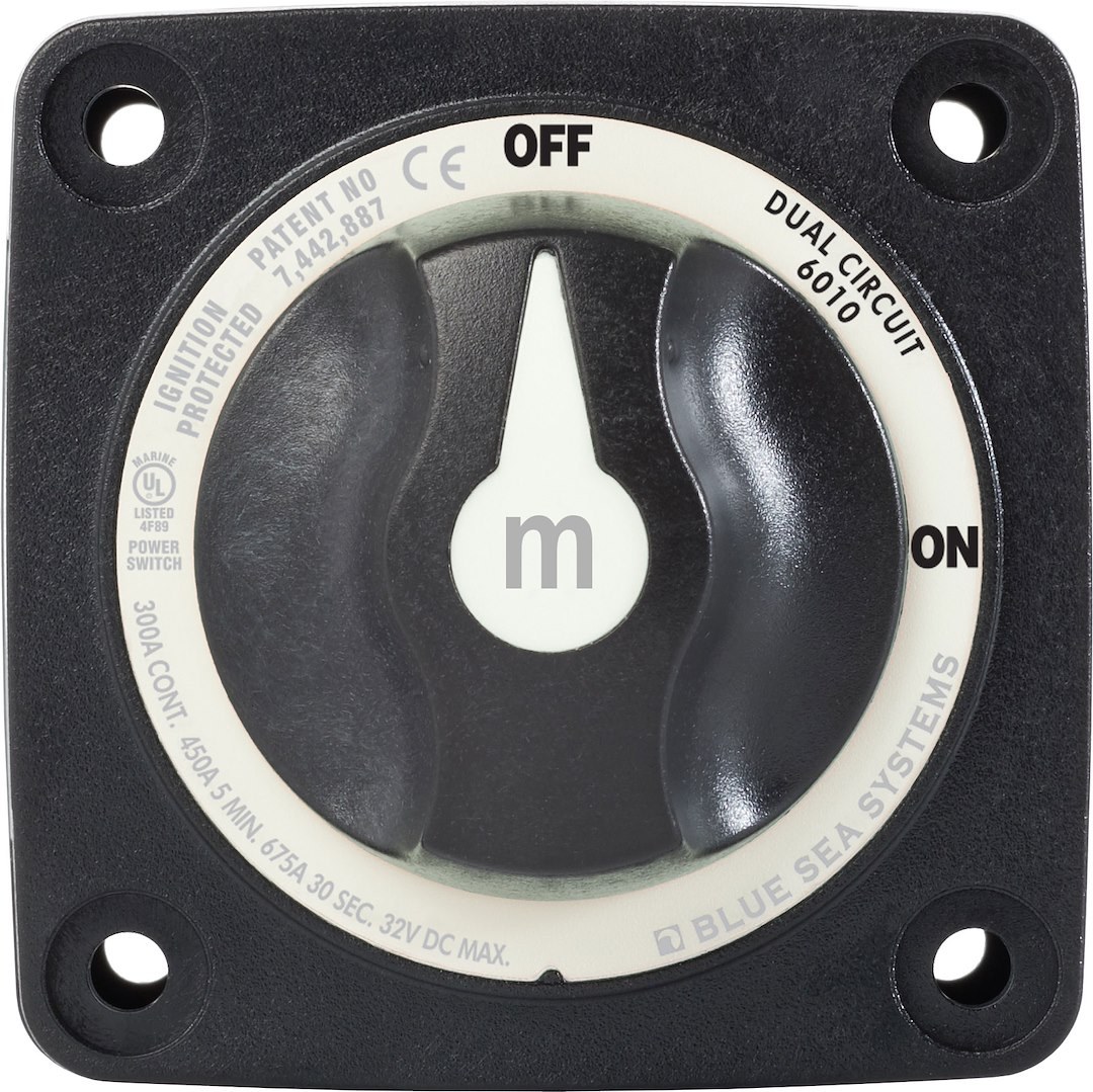 Blue Sea Systems Battery Selector Switch, M Series, Use to Simultaneously Switch Two Isolated Battery Banks, 2 Position, 2 Batteries – 6010200-BSS