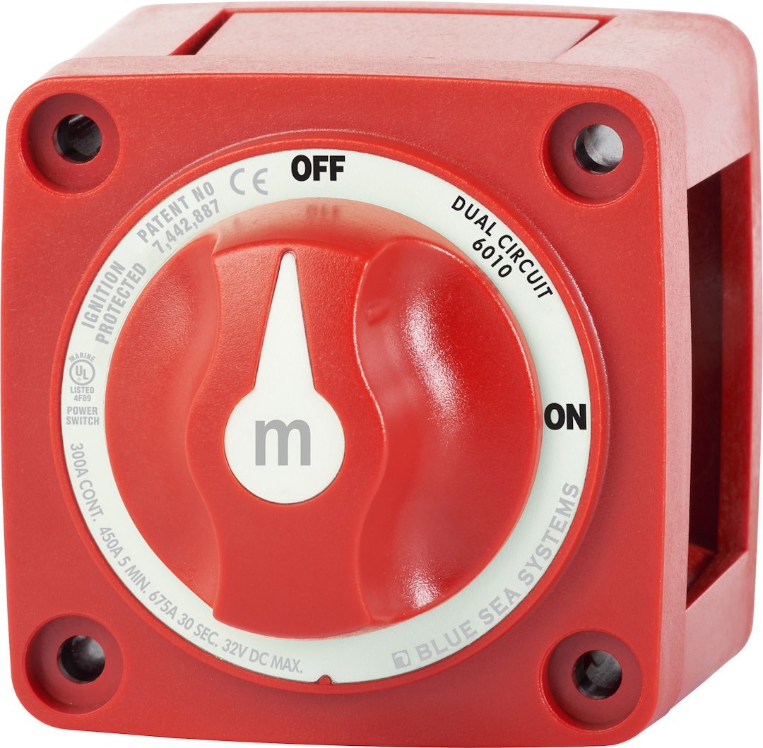 Blue Sea Systems Battery Selector Switch, M Series, Use to Simultaneously Switch Two Isolated Battery Banks, 2 Position, 2 Batteries – 6010-BSS