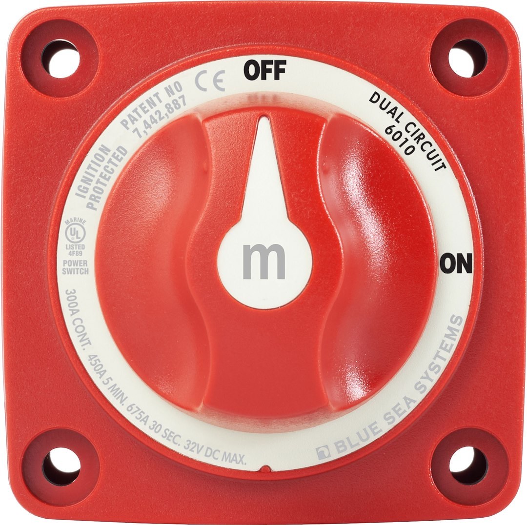 Blue Sea Systems Battery Selector Switch, M Series, Use to Simultaneously Switch Two Isolated Battery Banks, 2 Position, 2 Batteries – 6010-BSS