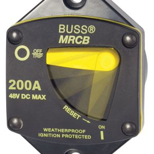 Blue Sea Systems Circuit Breaker, 187 Series, 200 Amps/ 48 Volts DC, Thermal Type, 5/16 Inch-18 Stud Terminal, Switchable/ Manual Reset – 7049-BSS