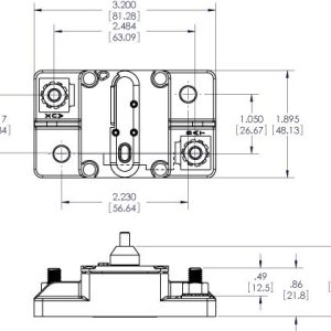 Blue Sea Systems Circuit Breaker, 285 Series, 80 Amps/ 48 Volts DC, Surface Mount, Thermal Type, M6 Stud Terminal, Switchable/Manual Reset – 7186-BSS