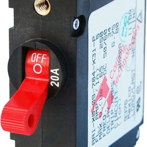 Blue Sea Systems Circuit Breaker, A Series, 20 Amps/ 240 Volt AC/ 32 Volt DC, Red, Single Pole Magnetic Hydraulic Type, Toggle Actuator – 7213-BSS