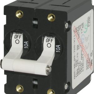 Blue Sea Systems Circuit Breaker, A Series, 10 Ampere, 120/ 240 Volt AC/ 65 Volt DC, For Blue Sea System Electrical Panels, White – 7233-BSS