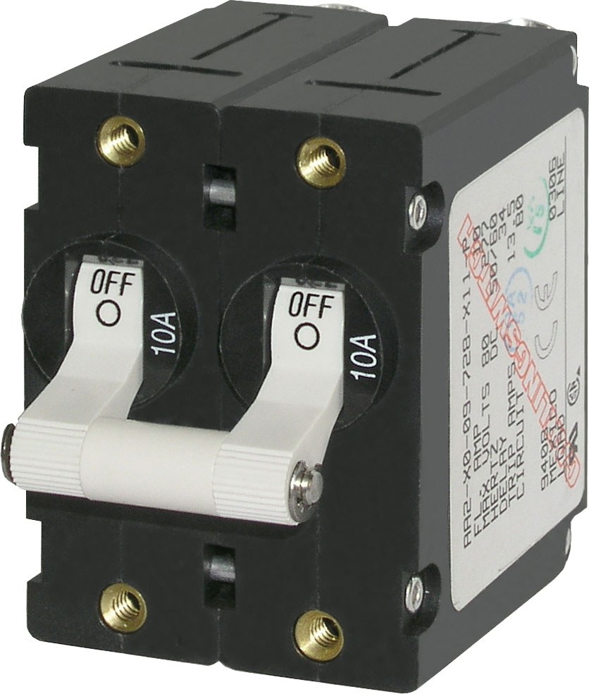 Blue Sea Systems Circuit Breaker, A Series, 10 Ampere, 120/ 240 Volt AC/ 65 Volt DC, For Blue Sea System Electrical Panels, White – 7233-BSS