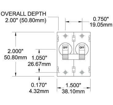 Blue Sea Systems Circuit Breaker, A Series, 15 Amps/ 120/ 240 Volt AC/ 32 Volt DC, Black, Double Pole Magnetic Hydraulic Type – 7234-BSS