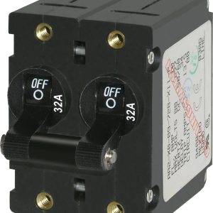 Blue Sea Systems Circuit Breaker, A Series, 32 Ampere, 120/ 240 Volt AC/ 65 Volt DC, For Blue Sea System Electrical Panels, Black – 7349-BSS